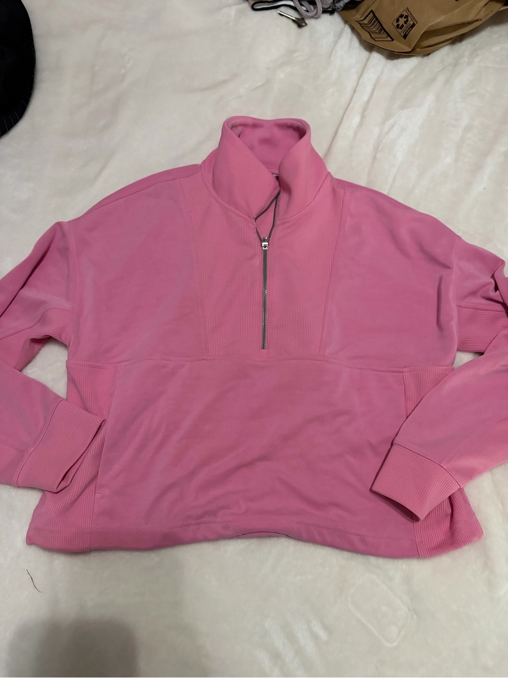 Athleta Pink Half-Zip Pullover Sweatshirt